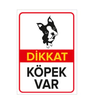 MIGNATIS - Dikkat Köpek Var Levhası / Sevimli Boston Terrier - Sac Malzeme 50x70cm