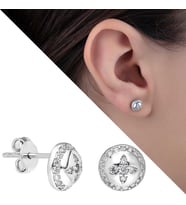 Zirkon Taşlı Kubbe Tasarım 925 Ayar Gümüş Küpe (Çok Renkli)