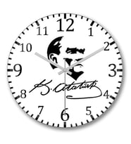 Atatürk Duvar Saati Bombeli Gercek Cam