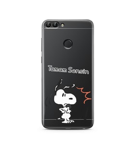 Snoopy Tasarımlı Süper Şeffaf Silikon Telefon Kılıfı Huawei PSmart (2018)
