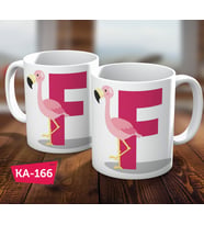F Harf Baskılı Filamingo Hediyelik Kahve Kupa Bardak