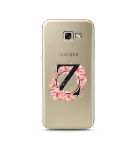 Pembe Çiçekli Harf Tasarım Süper Şeffaf Silikon Telefon Kılıfı Samsung A5 (2017)