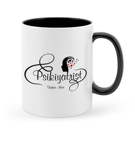 BK Gift Kişiye Özel Mesleki Psikiyatrist Siyah Kupa Bardak  1