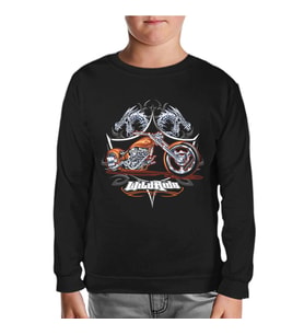 Motosiklet - Motor Ride Siyah Çocuk Sweatshirt