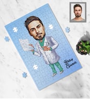 Kişiye Özel Doktor Tasarımlı Karikatür A4 99 Parça Puzzle Bay-8