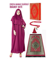 Fuşya Namaz Elbiseli İbadet Seti