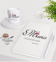 BK Gift Kişiye Özel Mânâ Munis Beyaz Defter Kalem Türk Kahvesi Fincanı Seti-1 (Model 1)