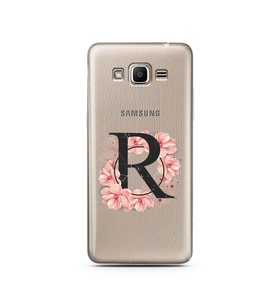 Pembe Çiçekli Harf Tasarım Süper Şeffaf Silikon Telefon Kılıfı Samsung J2 Prime 