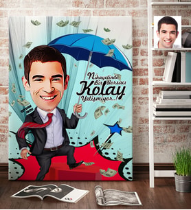 BK Gift Kişiye Özel Bay Borsacı Karikatür Kanvas Tablo 70x100cm 1