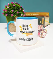 Yılın En İyi Fizyoterapisti Tasarımlı Fizyoterapiste Fizyoterapist Kupa Bardak Mavi