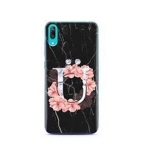 Mermer Çiçekli Harf Tasarım Süper Şeffaf Silikon Telefon Kılıfı Huawei Y7 Pro 20