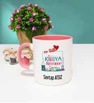 Mesajlı Kimya Öğretmeni Kupa Bardak Pembe