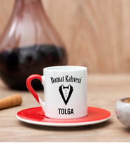 Smokin Tasarım Kırmızı Damat Kahve Fincanı