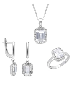 Starlight Diamond Montür Baget Taşlı Gümüş 3'lü Takı Seti