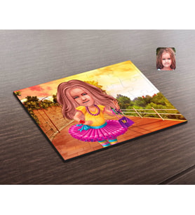 BK Gift Kişiye Özel Kız Çocuk Karikatürlü Ahşap Puzzle-11