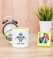 Mekatronik Mühendisi Yeşil Kupa Bardak ve Yeşil Mini Fotoğraf Çerçevesi