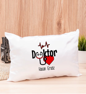 Doktor Dikdörtgen Saten Yastık (Beyaz)