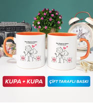 İkili Sen Başıma Gelen En Güzel Şeysin Sevgililer Günü Hediyesi Kupa Bardak Turuncu