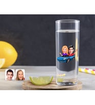 BK Gift Kişiye Özel Renkli Baskılı Sevgililer Karikatürlü Vodka Bardağı-52 (Beyaz)