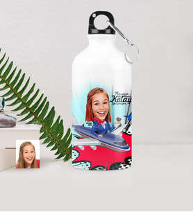 BK Gift Kişiye Özel Hostes Karikatürlü Metal Suluk 500 Ml 1