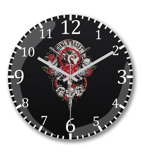 Guns n Roses Duvar Saati Bombeli Gercek Cam