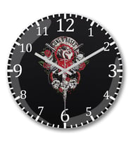 Guns n Roses Duvar Saati Bombeli Gercek Cam