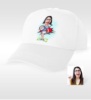 BK Gift Kişiye Özel Bayan Tenis Oyuncusu Karikatür Beyaz Şapka  1