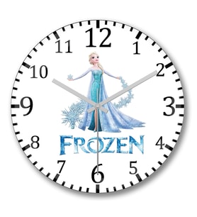 Frozen Elsa Duvar Saati Bombeli Gercek Cam