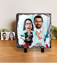 BK Gift Kişiye Özel Sevgililer Karikatürlü Dekoratif Doğal Taş  16