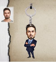 Kişiye Özel Öğretmen Karikatürlü  Ahşap Anahtarlık Bay-8
