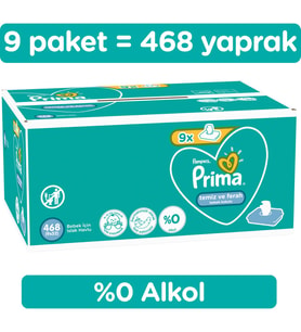 Prima Islak Havlu Mendil Temiz ve Ferah (Bitki Bazlı) 9 Lu Set (3PK*3) 468 Yaprak