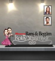 Kişiye Özel Sevgili Karikatürlü Kolay Yetişmiyor Ahşap Biblo Model-11