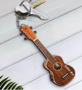 BK Gift Kişiye Özel İsimli Ukulele Enstrüman Ahşap Anahtarlık-1 (Beyaz)
