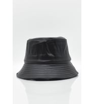 Kadın Suni Deri Kışlık Bucket Balıkçı Şapka-Siyah