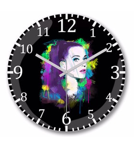 Katy Erry   Duvar Saati Bombeli Gercek Cam