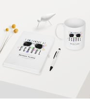 BK Gift Kişiye Özel Okulda Ünlüyüm Temalı Beyaz Defter Kalem Kupa Seti - 2