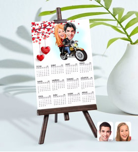 BK Gift Kişiye Özel 15x21 cm Fotoğraf Kartlı Sevgililer Karikatürlü Şövaleli 2024 Takvim -17 (Beyaz)
