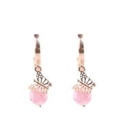 925 Ayar Gümüş Buzlu Pink Quartz Taşlı Kelebek Küpe