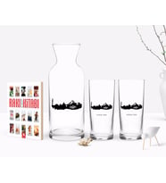 BK Gift Kişiye Özel Renkli Baskılı Ağrı Tasarımlı Turistik İkili Rakı Bardağı Karaf ve Cep Kitabı Hediye Seti-1 (Model 1)