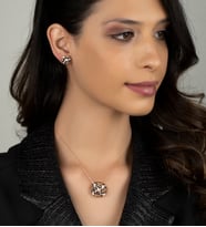Gümüş Zirkon Taşlı Leopar Renk Tasarım Set (Rose)