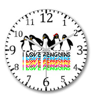 Penguins Pengüen  Duvar Saati Bombeli Gercek Cam