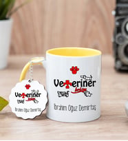 Veteriner Hekimi Sarı Kupa Bardak Ve Anahtarlık Set
