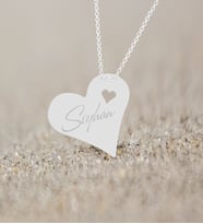 BK Gift Kişiye Özel İsimli Silver Kalp Kolye (Gümüş)