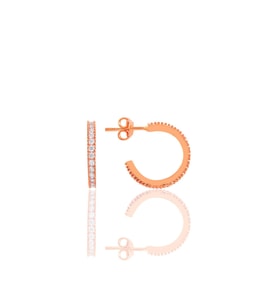 Söğütlü Silver Gümüş rose  zirkon taşlı 16 mm tamtur halka küpe