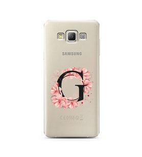 Pembe Çiçekli Harf Tasarım Süper Şeffaf Silikon Telefon Kılıfı Samsung A7 (2015)
