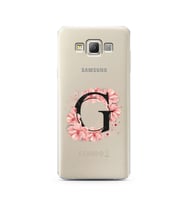 Pembe Çiçekli Harf Tasarım Süper Şeffaf Silikon Telefon Kılıfı Samsung A7 (2015)