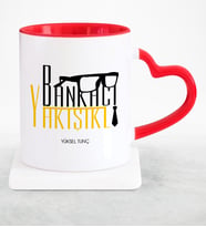BK Gift Kişiye Özel Mesleki Yakışıklı Bankacı Kırmızı Kalpli Kupa Bardak  14