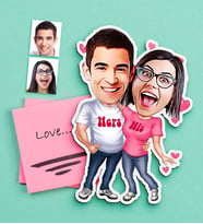 BK Gift Kişiye Özel Sevgililer Karikatürlü Ahşap Magnet-5 (Çok Renkli)