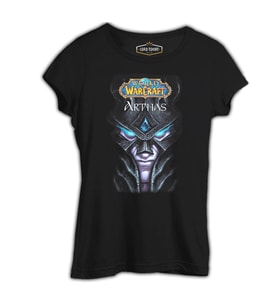 World Warcraft - Arthas Siyah Kadın Tshirt