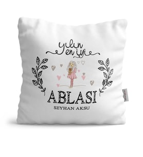 BK Gift Kişiye Özel Yılın En İyi Ablası  Yastık  2